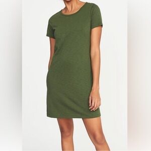 T Shirt Dress Olive Green Casual Midi Short Sleeve NWT Old Navy XL Tall